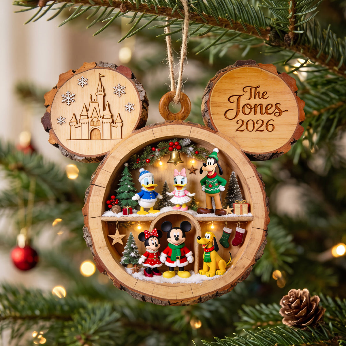 Cozy Christmas Wooden Nook Ornament - Personalized Gifts 06qhdh141026