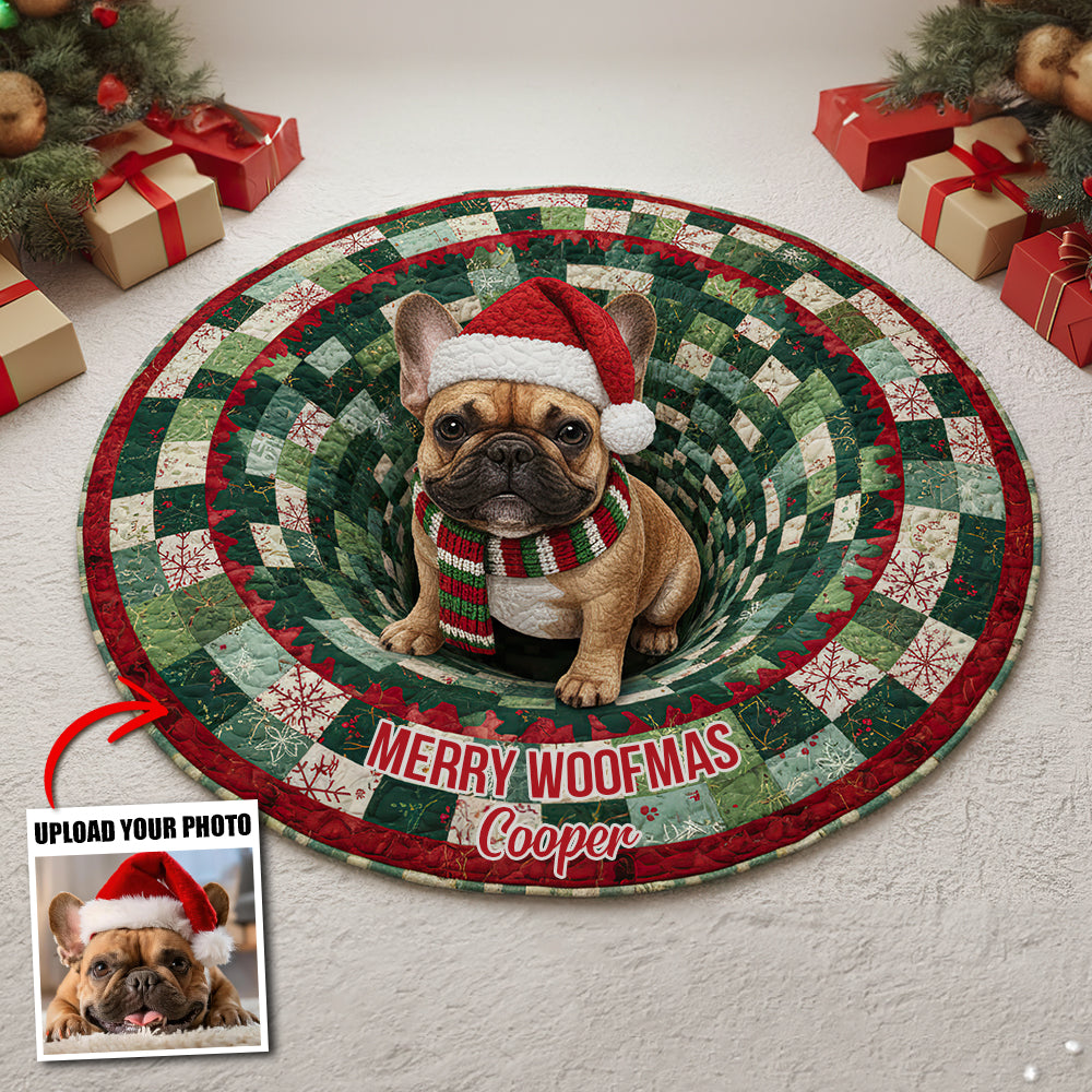 Custom Photo Christmas Gifts For Dog Lovers Quilted Round Mat 04hutn250925