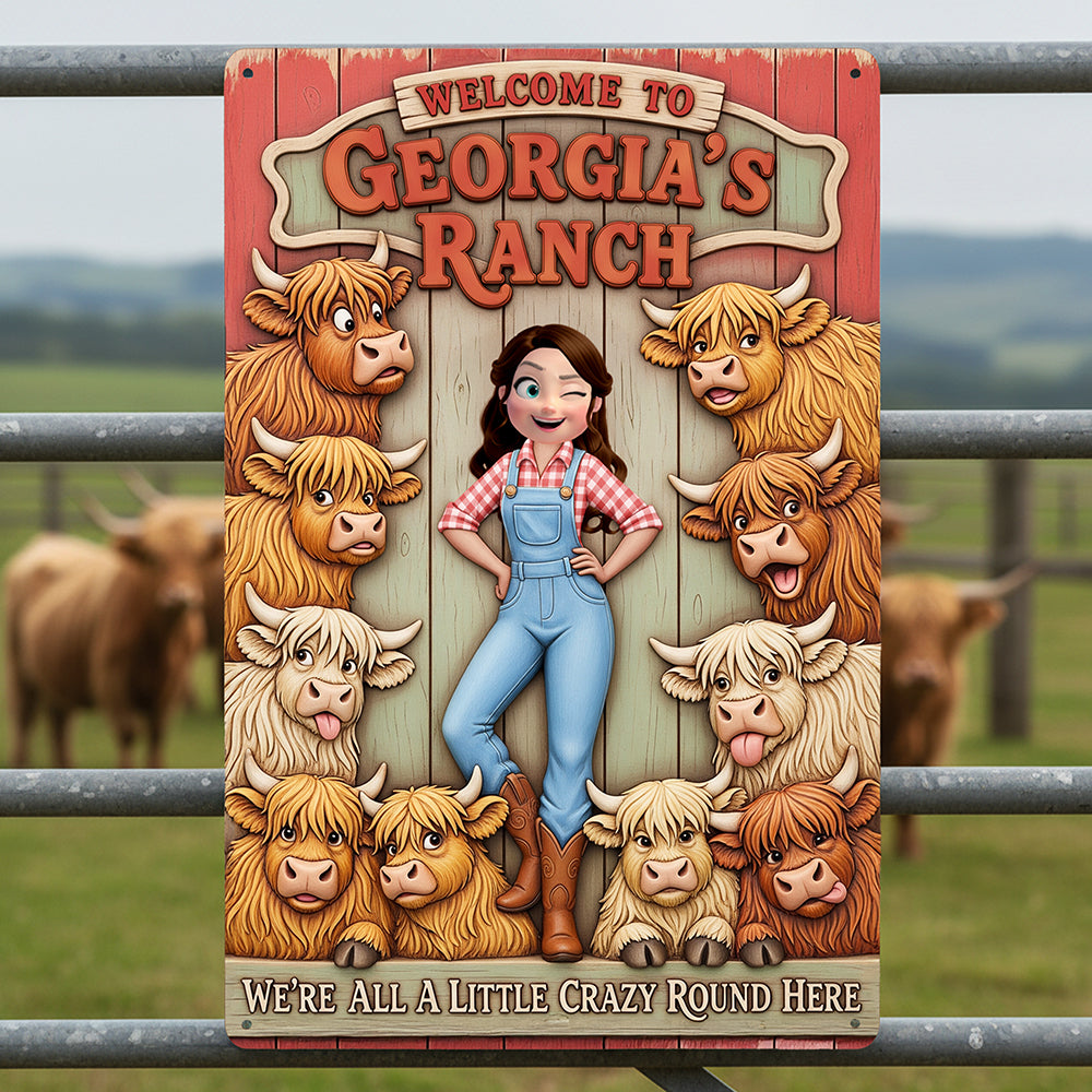 Highland Cow Farm Print Metal Sign - Personalized Gifts For Farmer 02nata200126