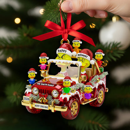 Quirky Family On Off-road Car Ornament - Personalized Christmas Gifts For Family 04DTDT150925