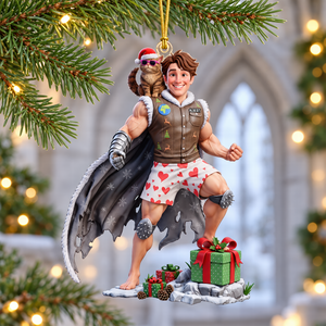 Funny Adventure Men With Cat Ornament - Personalized Gifts For Christmas Ornament 01HUQN300926