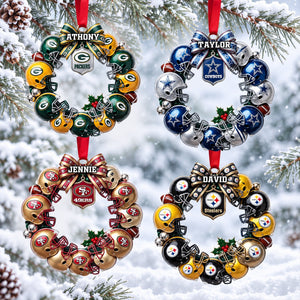 Helmet Wreath Ornament, Personalized Gifts For Sport Lovers 06qhlu171026