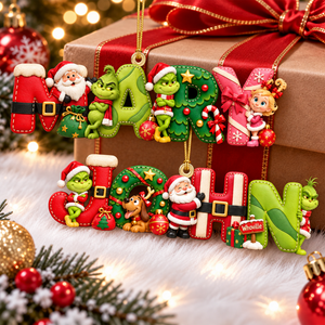 Festive Character Initial Alphabet Ornament - Personalized Gift For Christmas 04PAQN101026