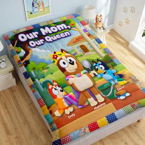 Happy Puppy Family Blanket - Personalized Gifts For Mom 01TYQN160426-Homacus