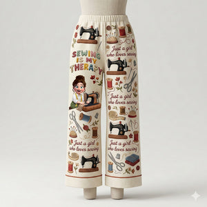 Sewing Is A Therapy Pajama Pants - Personalized Gift For Sewers 03PALU140126