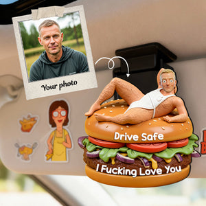 Funny Couple Custom Shape Acrylic Car Visor Clip - Personalized Gifts For Him Car Visor Clip 05NAMG290126