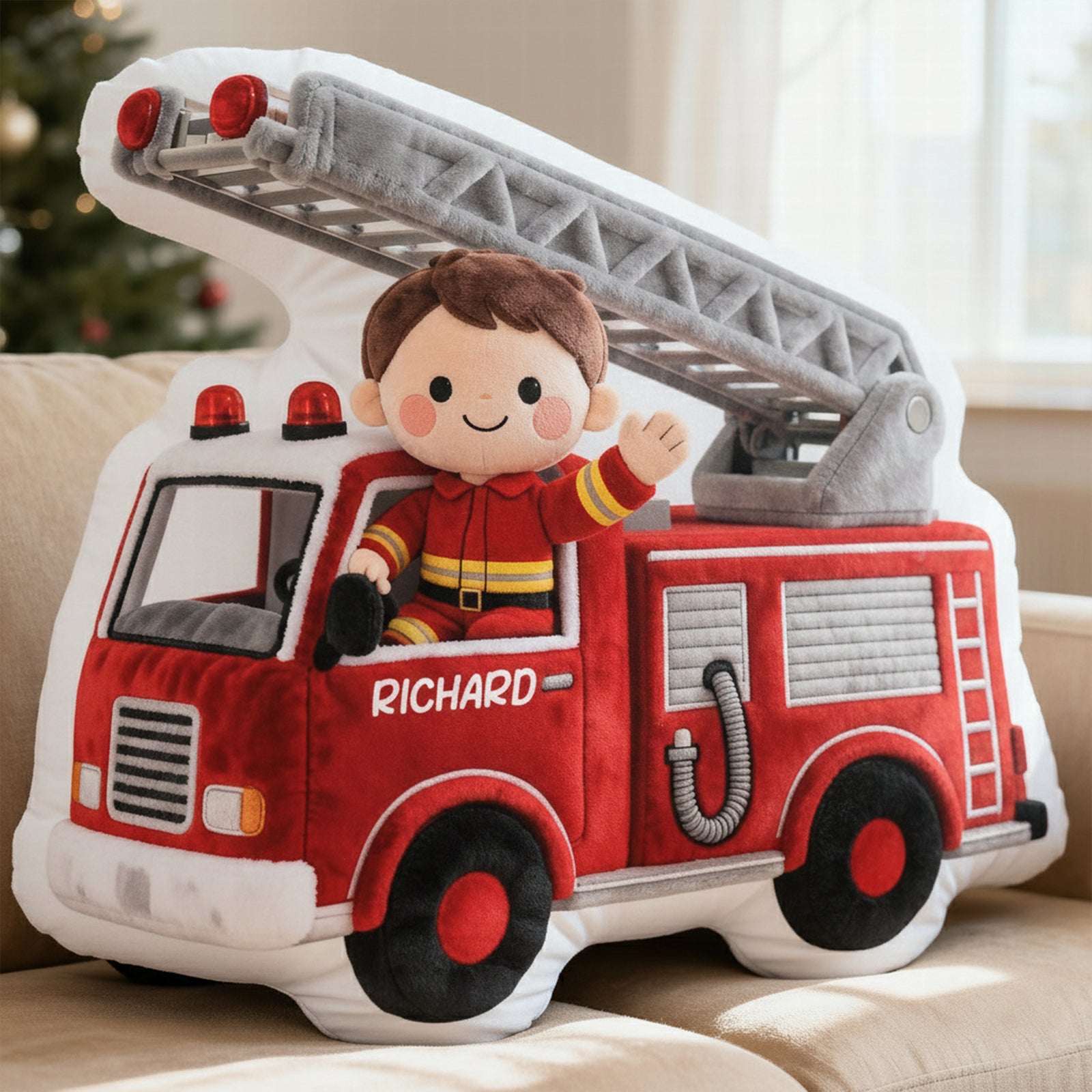 Cute Firefighter Kid Custom Shape Pillow - Personalized Gifts For Kid 01QHQN081125