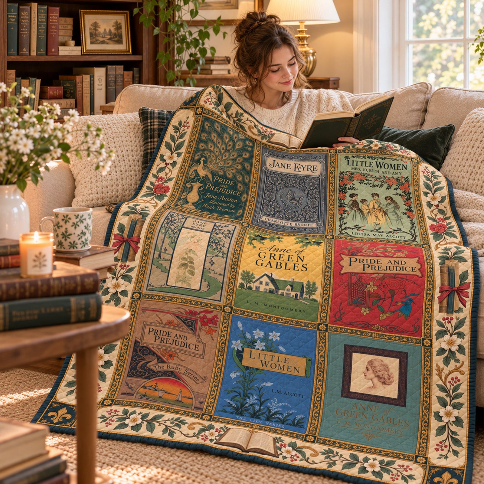 Vintage Book Collection Blanket - Personalized Gifts For Book Lovers 03nalu091026