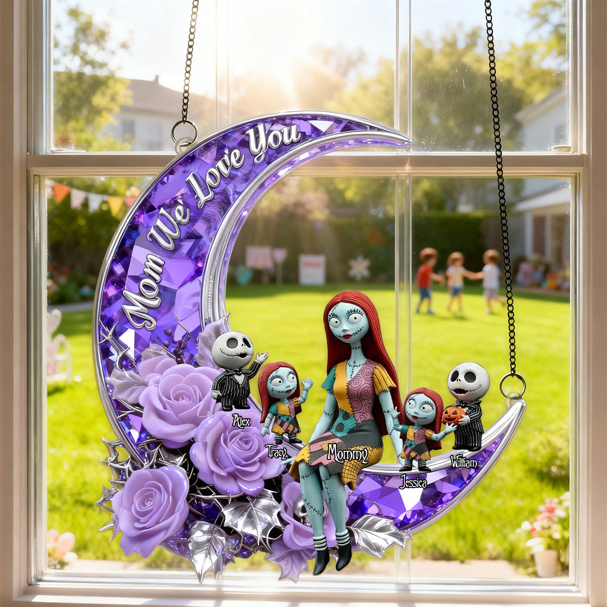 Horror Mom And Kids Suncatcher  - Personalized Gifts For Mother's Day Suncatcher Ornament 02TOMG250226