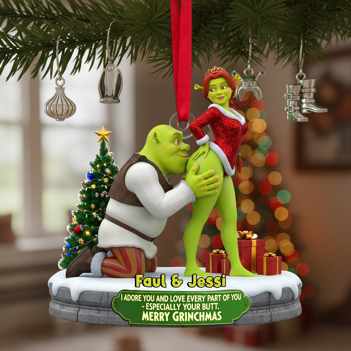 Cheeky Kisses Couple Ornament - Personalized Christmas Gifts For Couple 04OHLU120925
