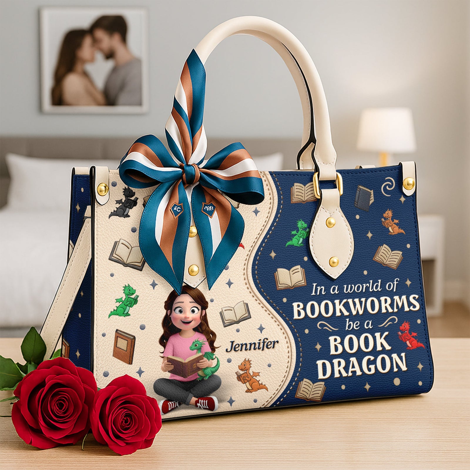 Book And Dragon Leather Bag - Personalized Gifts For Book Lovers 04naqn291225