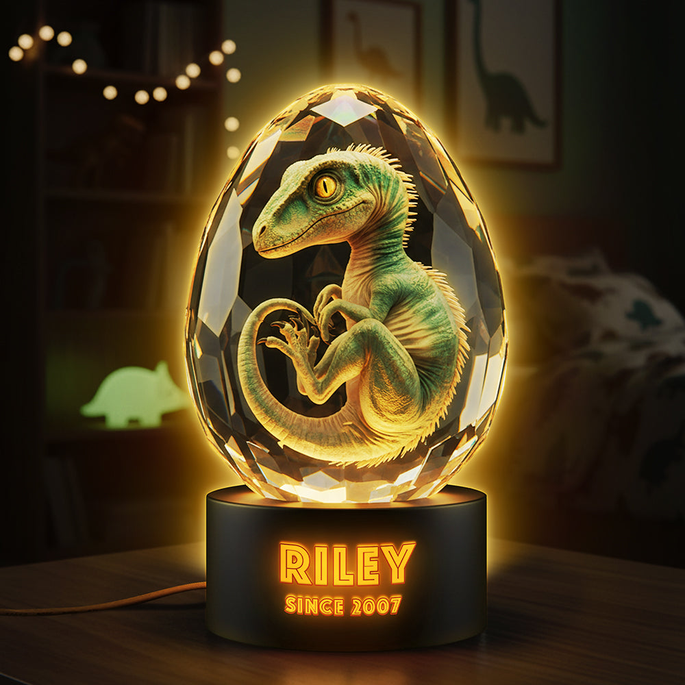 Cute Dino In Glass Egg Light Box - Personalized Gift For Dinosaur Lovers 04HYTA111225