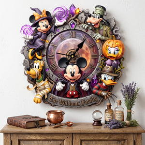 Spooky Family Acrylic Hanging Wall Clock - Personalized Gifts For Halloween 01patn070826