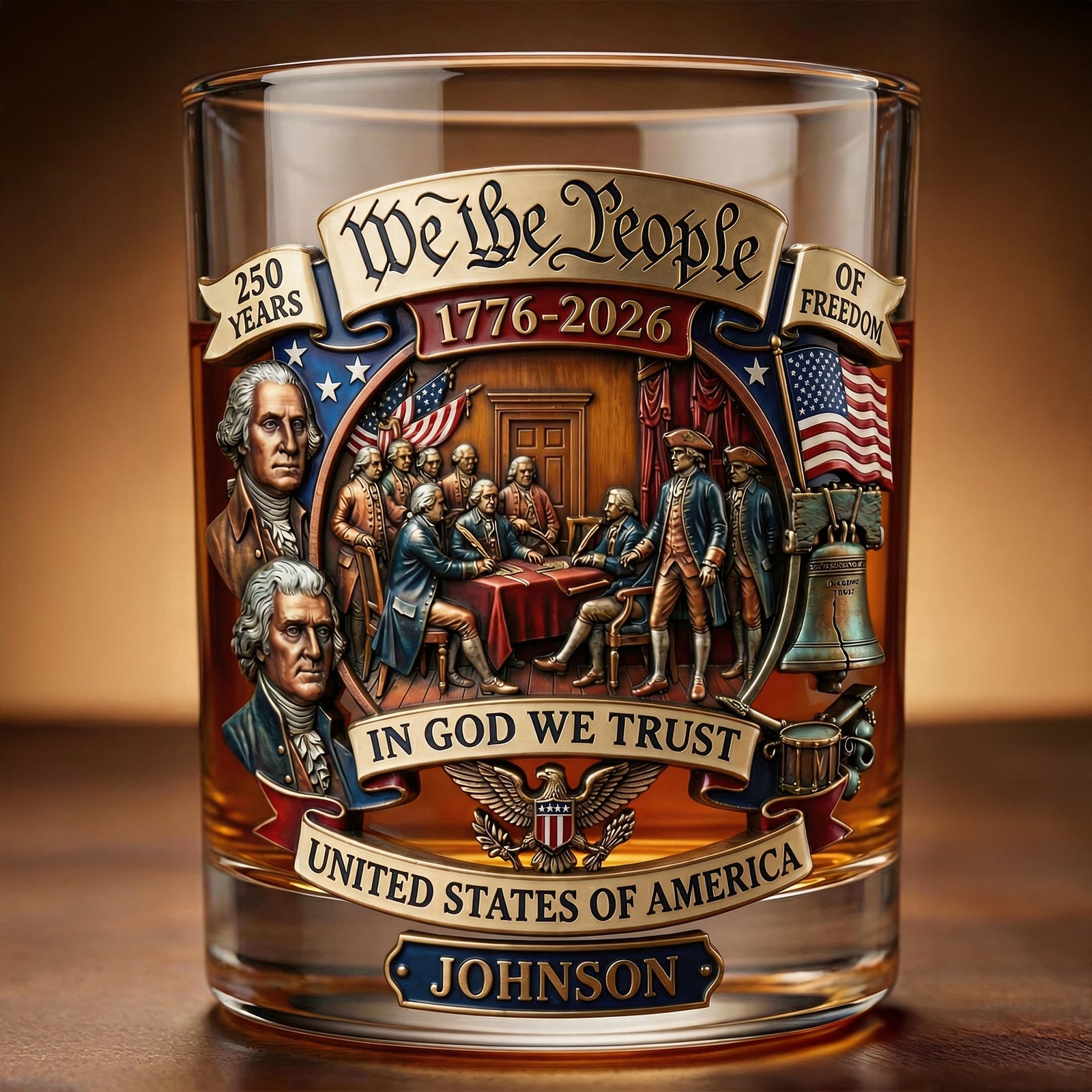 250th Anniversary 11oz Round Glass - Personalized Patriotic Gifts 02tyqn270226