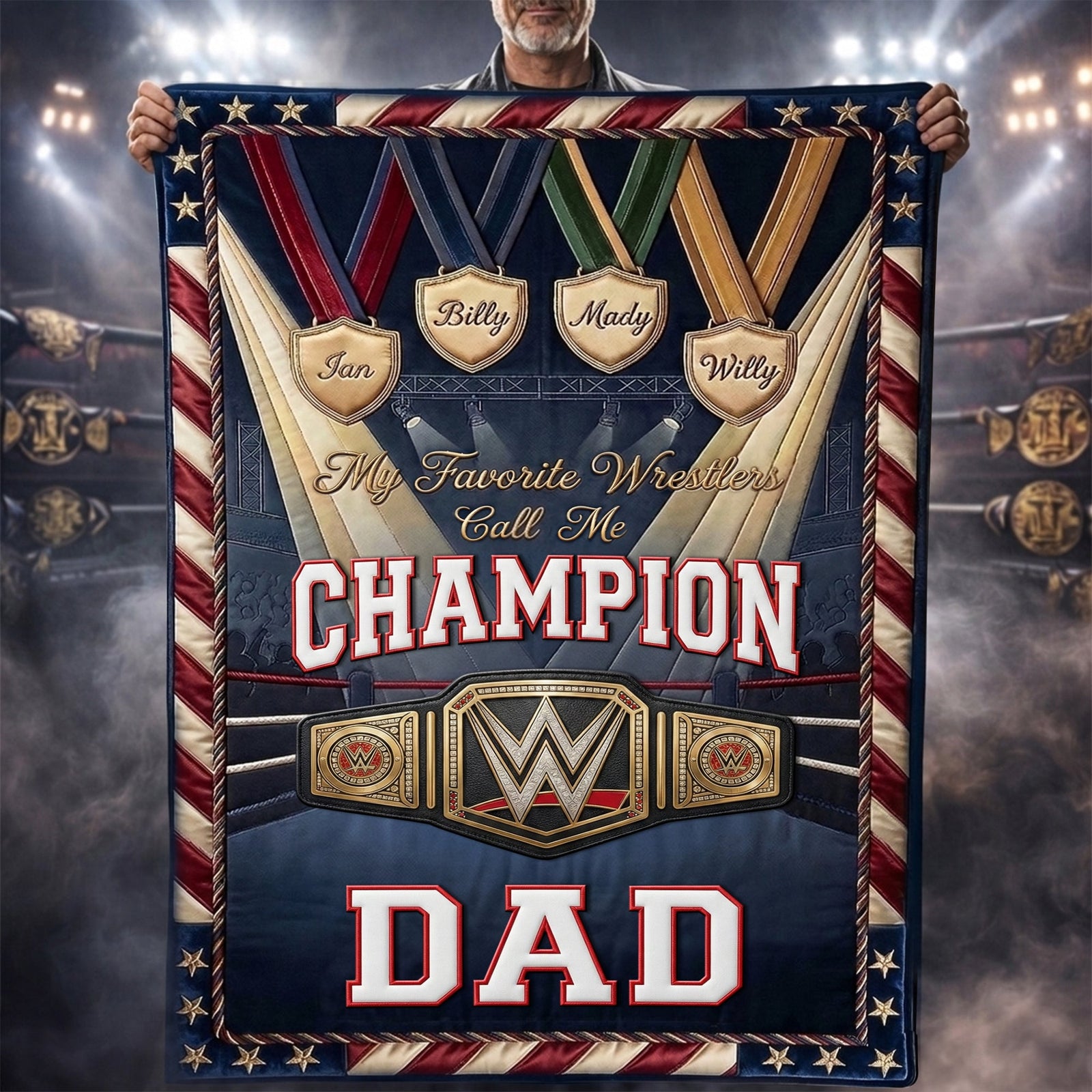 Wrestling Champion Dad Blanket - Personalized Gifts For Dad 04palu060326