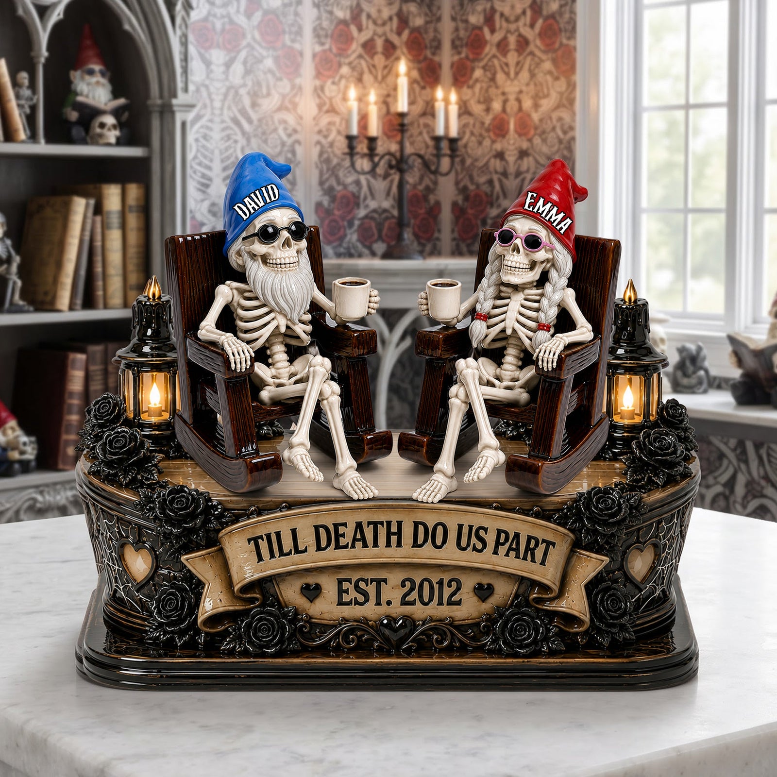Couple Gnome Skeleton Acrylic Plaque - Personalized Gifts For Couple 05ohlu180826