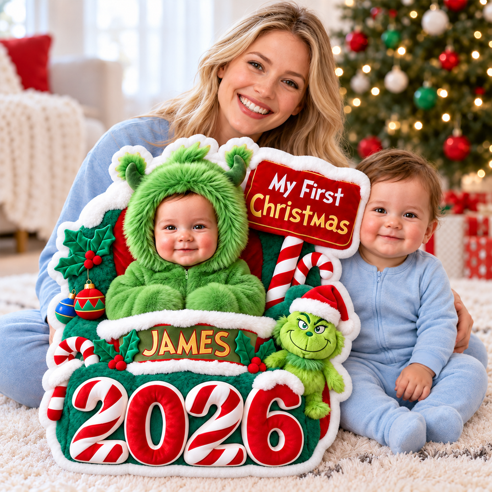 Baby First Christmas Custom Photo Pillow - Personalized Gifts For Christmas 05pgqn151026