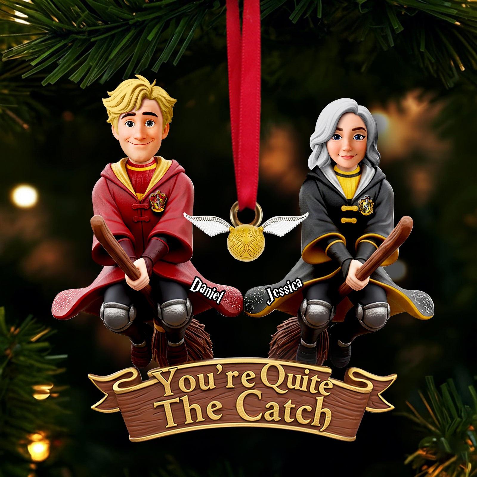 Flying Love Story Ornament - Personalized Gifts For Couples 04HULU131025