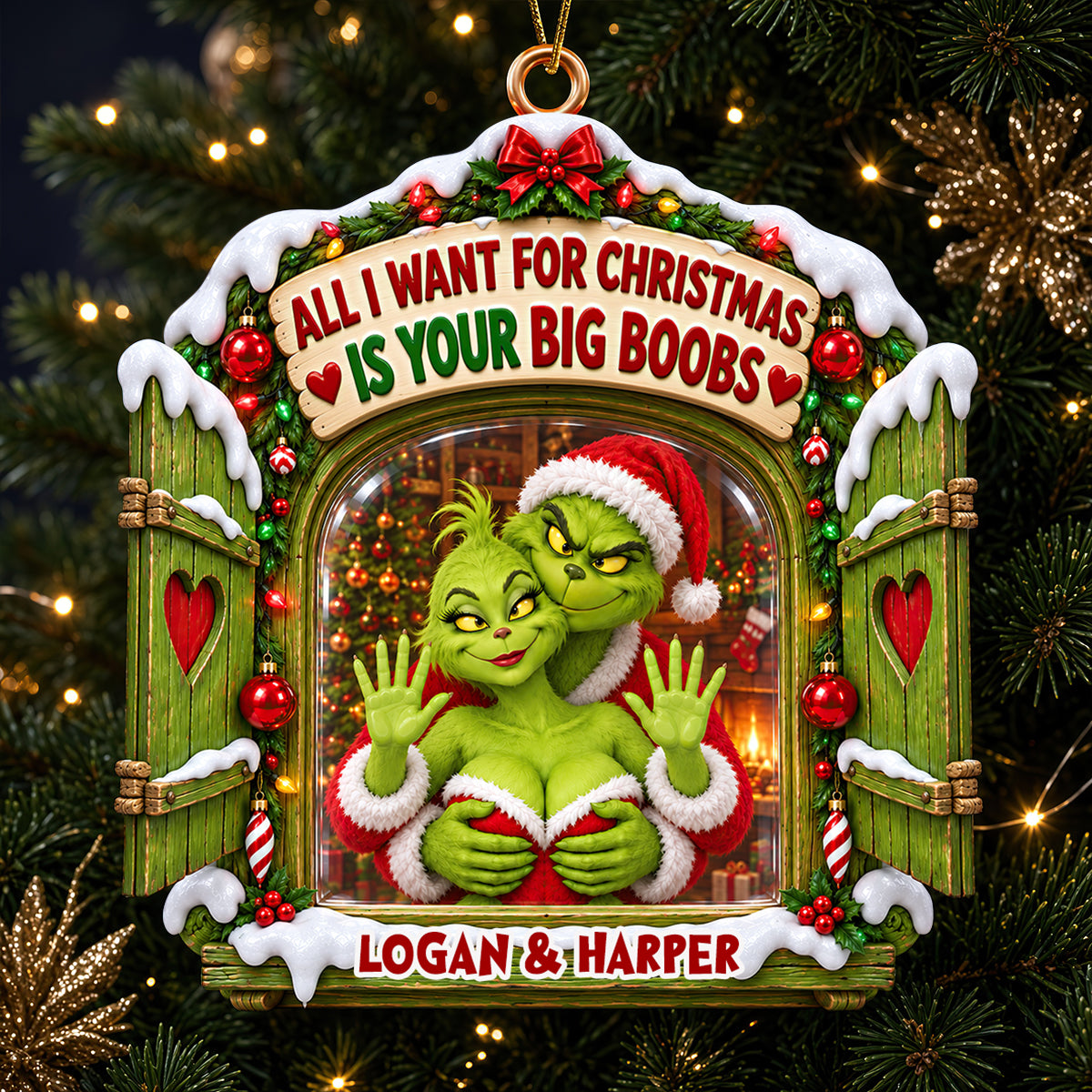 Cheeky Couple Holiday Ornament - Personalized Christmas Gifts For Couple 07ohdt071026