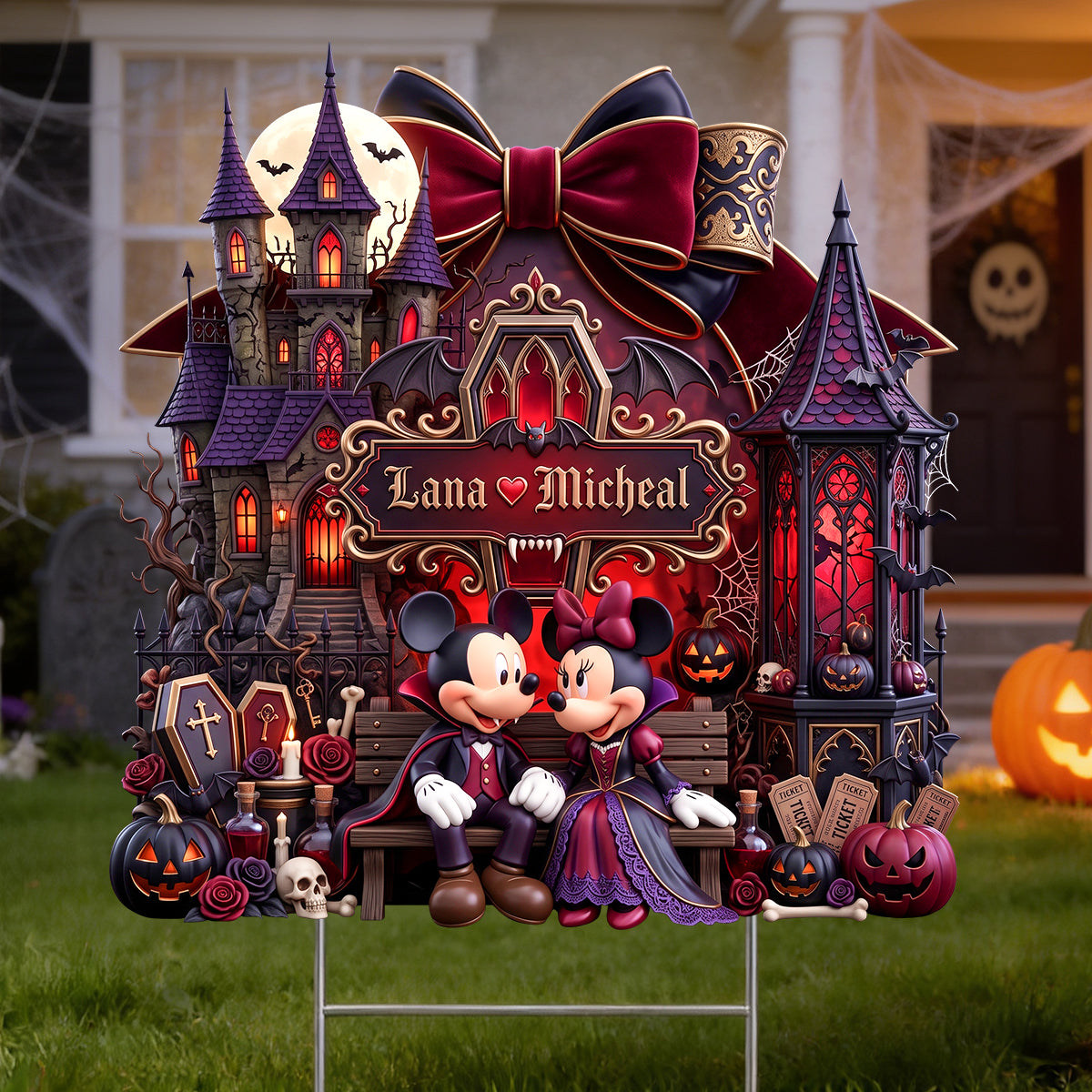 Midnight Romance A Love Tale Yard Sign - Personalized Halloween Gifts For Couples 022padh110826