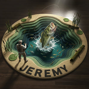 Personalized Gifts For Fishing Lovers, Fish Quilted Round Mat 02hyta061025