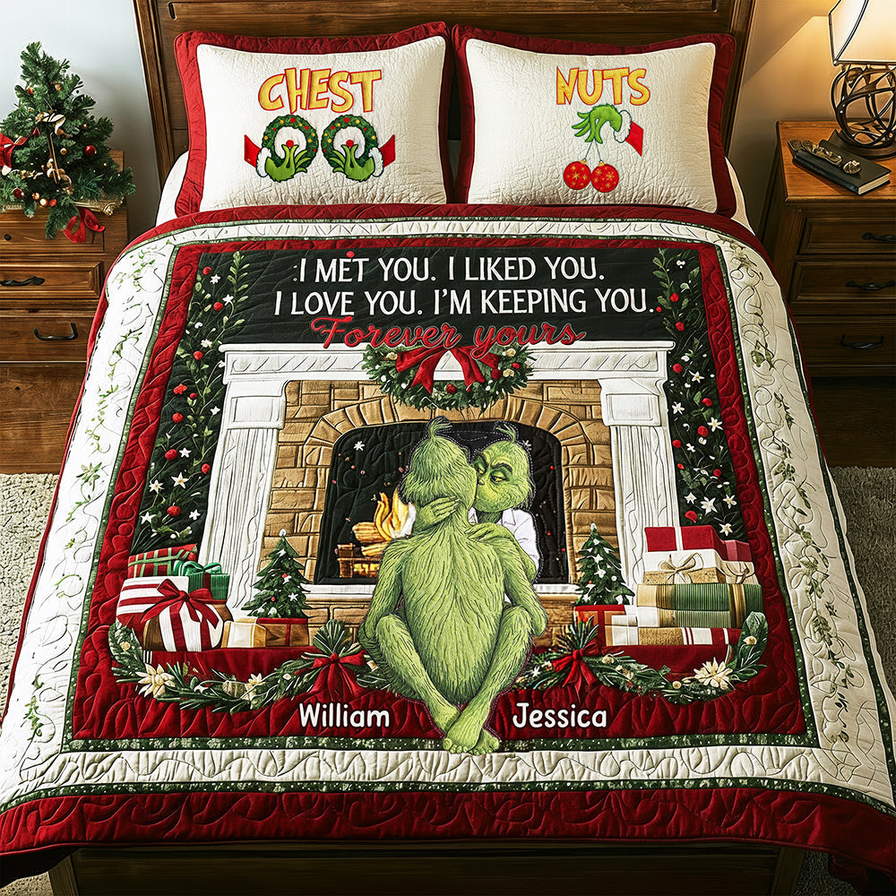 Cheeky Couple Christmas Quilt Bed Set - Personalizef Gifts For Couple 05QHQN170925