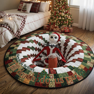 Spooky Twist Christmas Quilted Round Mat Personalized Gifts For Couple 01TGDT011025