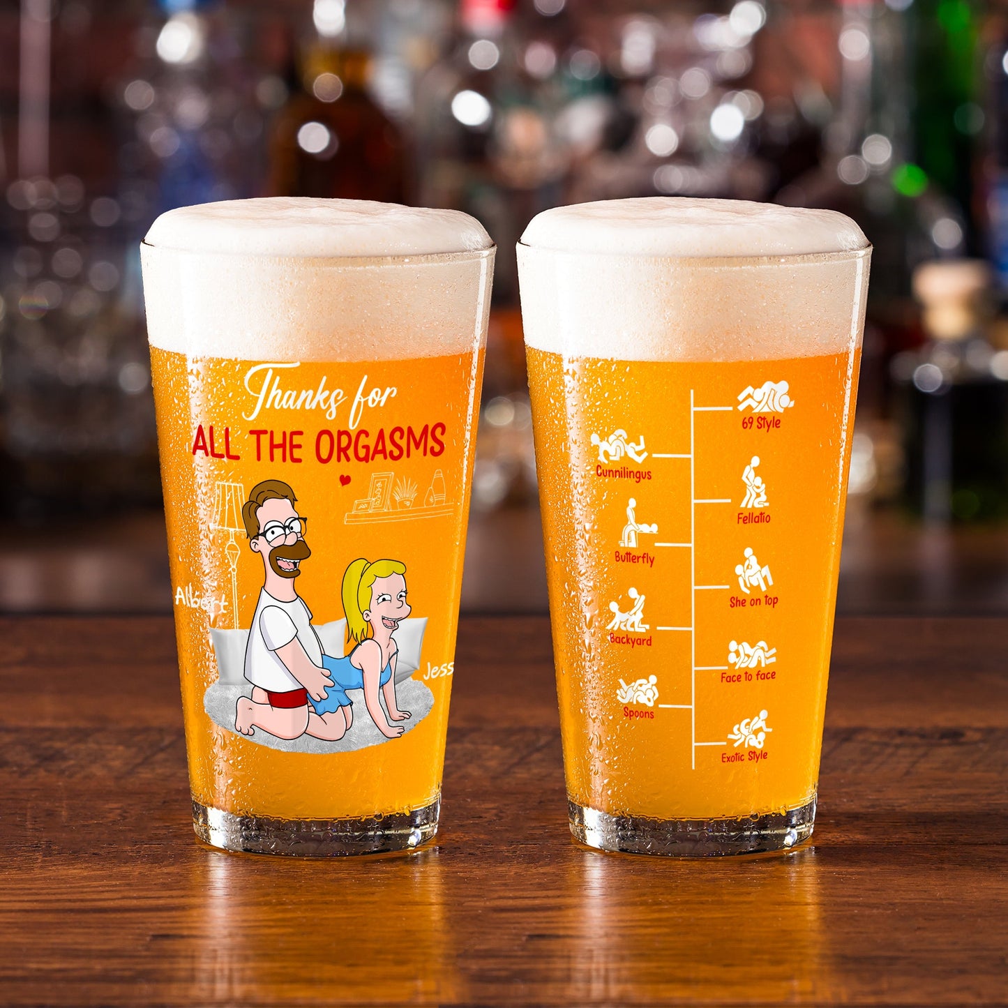 Mischievous Couple Beer Glass - Personalized Gifts For Couples 05OHLU140625
