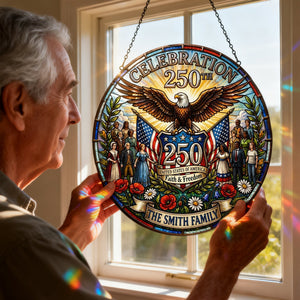 American 250th Celebration Suncatcher Ornament - Personalized Gifts For Patriots 04tylu260226