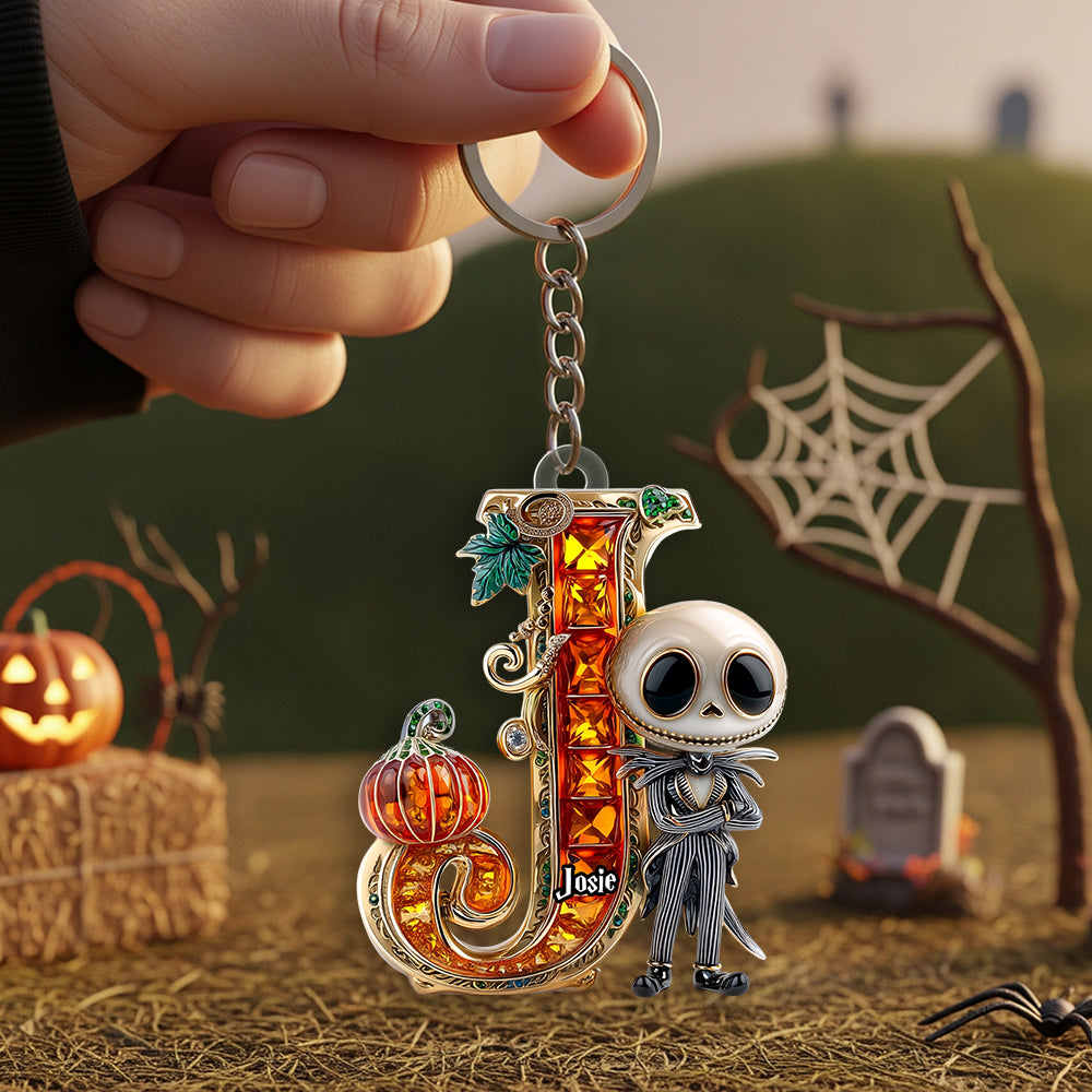 Alphabet Gemstones Pumpkin Halloween Keychain Personalized Gifts For Fans 04TGDT230825