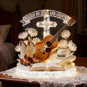 Countryside Jesus Guitar Light Box - Personalized Gifts For Christian Guitarist Custom Shape Acrylic Light Box 04PAMG130126