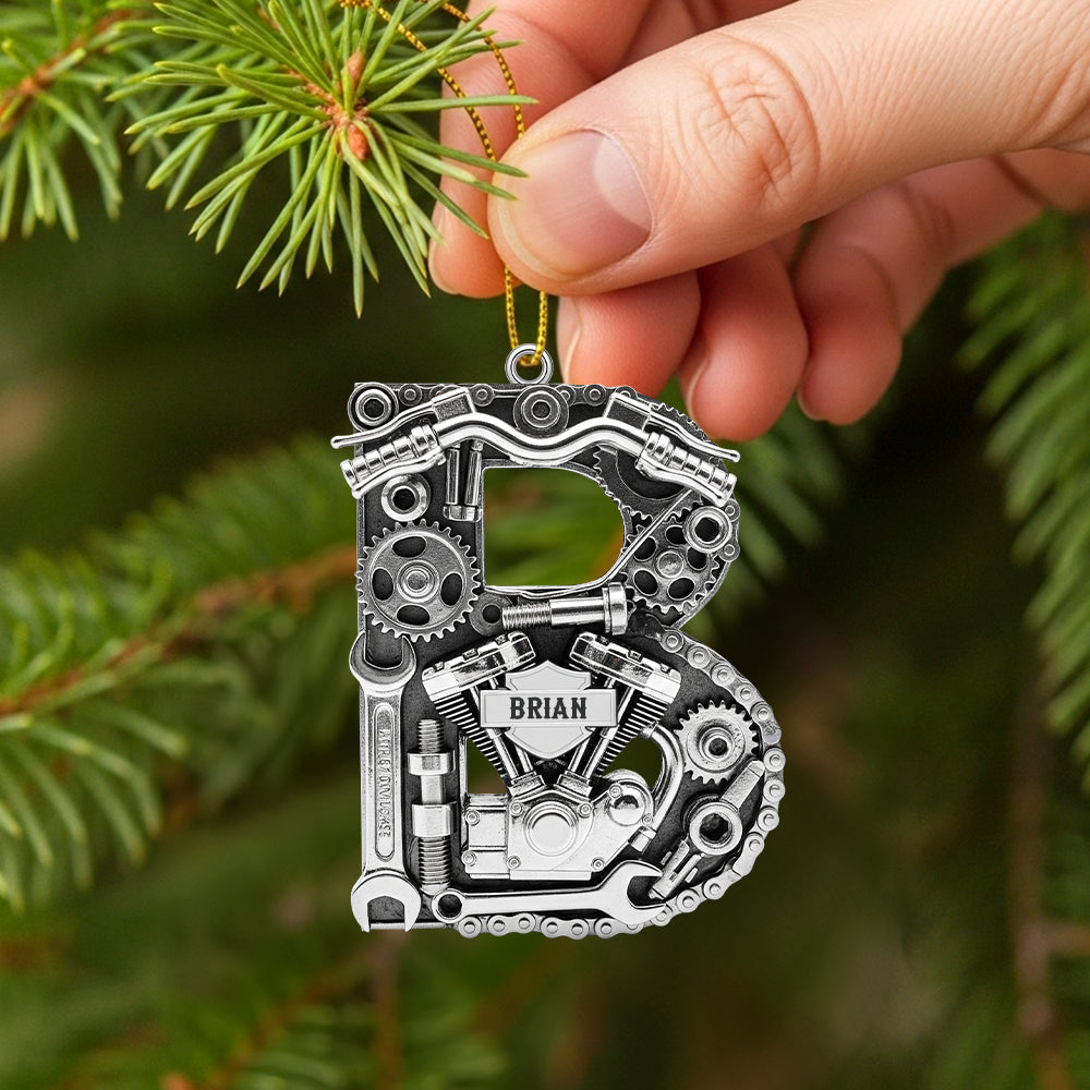 Motorcycle Engine Initial Letter Acrylic Ornament, Personalized Christmas Gifts For Bikers 03qhtn040925-Homacus