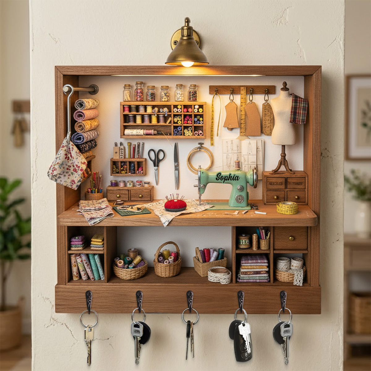 Sewing Nook Key Hanger - Personalized Gift For Sewing Lover 01HYTN111225