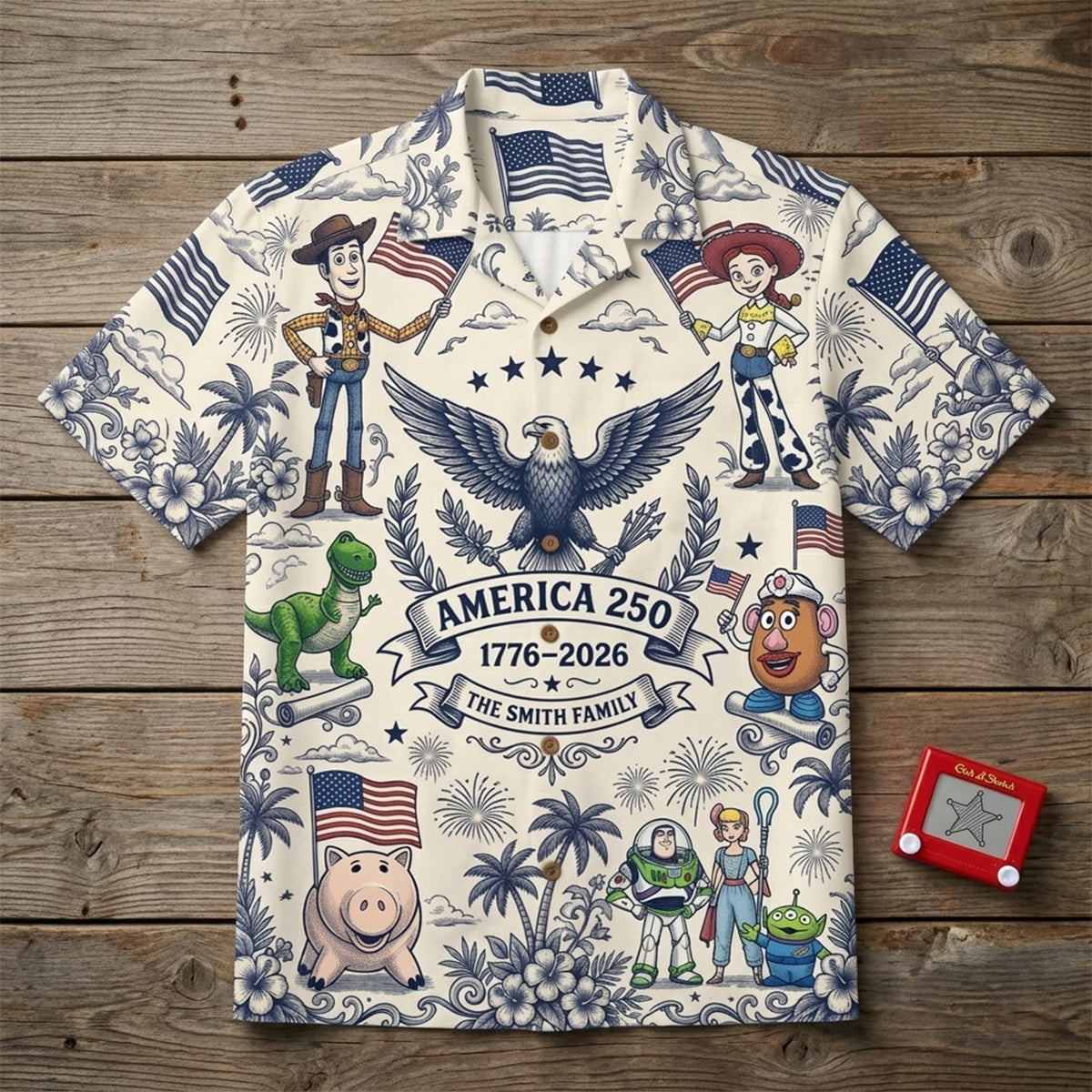 Patriotic Friends Toile De Jouy Hawaiian Shirt – USA 250 Celebration 01patn180626