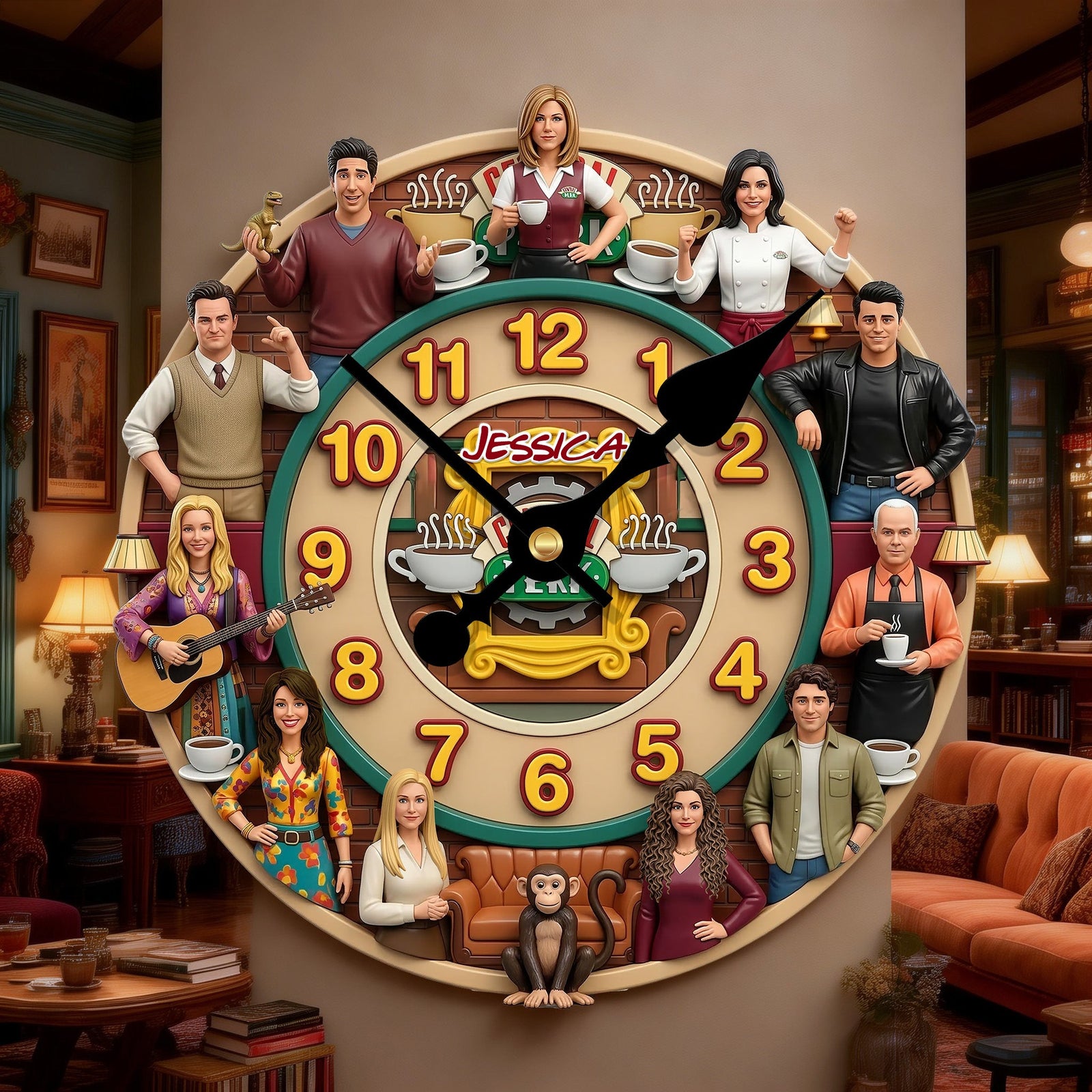 Retro Coffee Shop Squad Wall Clock - Personalized Gifts For Sitcom Lover Wall Clock 02NAMG140326