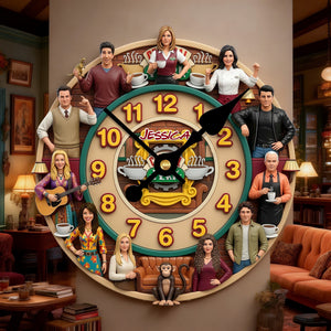 Retro Coffee Shop Squad Wall Clock - Personalized Gifts For Sitcom Lover Wall Clock 02NAMG140326