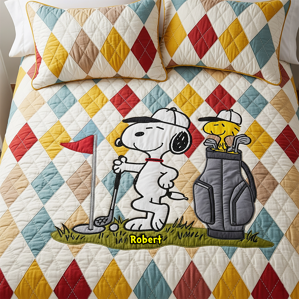 Classic Golf Player Quilt Bed Set Pesonalized Gifts For Golf Lovers 01QHPU180725