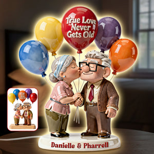 Kissing Old Couple Acrylic Light Box - Personalized Gifts For Couple 02namg080126