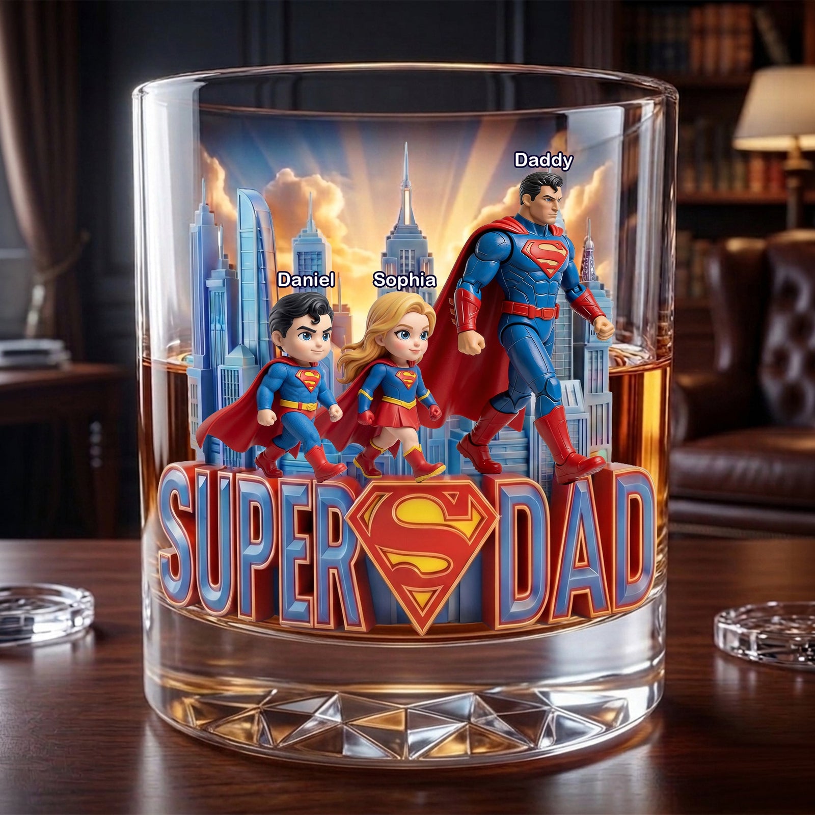 Fearless Guardian Dad and Kids Drinking Glass - Personalized Gifts For Dads 04ohlu190526