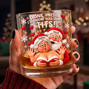 Naughty Santa Couple Glass - Personalized Gifts For Couples 06NATA201026