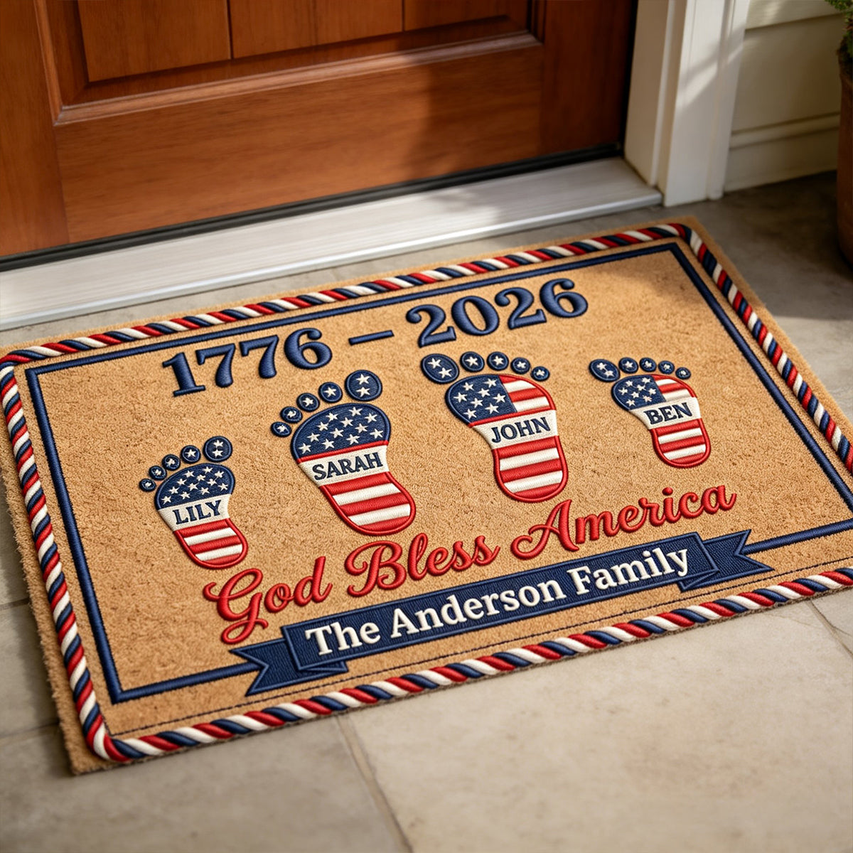 USA 250th Anniversary Foot Family Doormat - Personalized Gifts For Family 03natn030326
