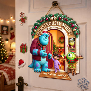 Merry Monster Family Acrylic Sign - Personalized Gifts For Christmas Family 05hadh030826