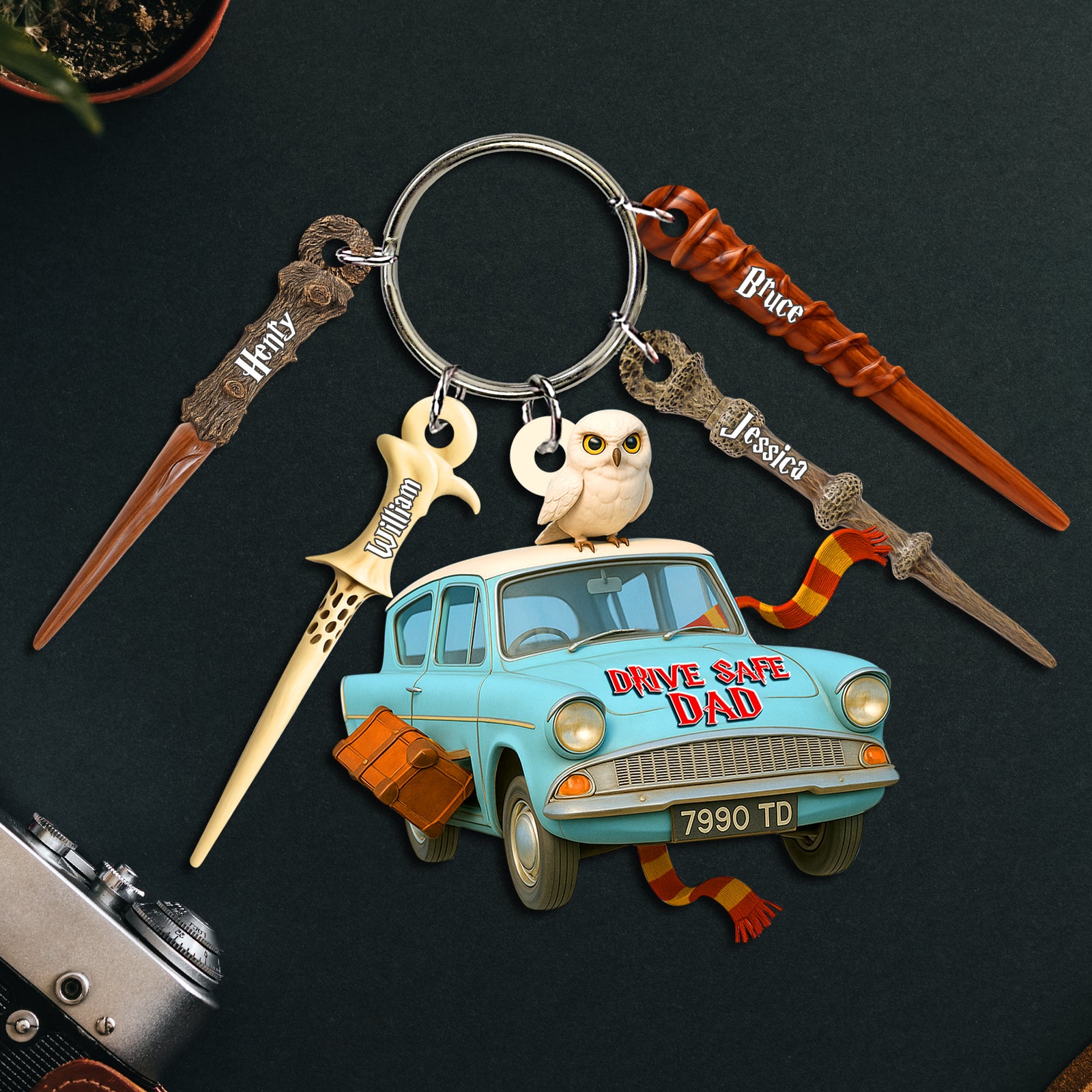 Dad's Wand Acrylic Tag Keychain 07NALU280525 - Personalized Gifts For Dad