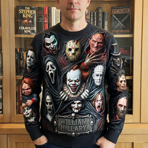 Scary Villain Characters Sweater - Personalized Gifts For Horror Lovers 04paqn180326