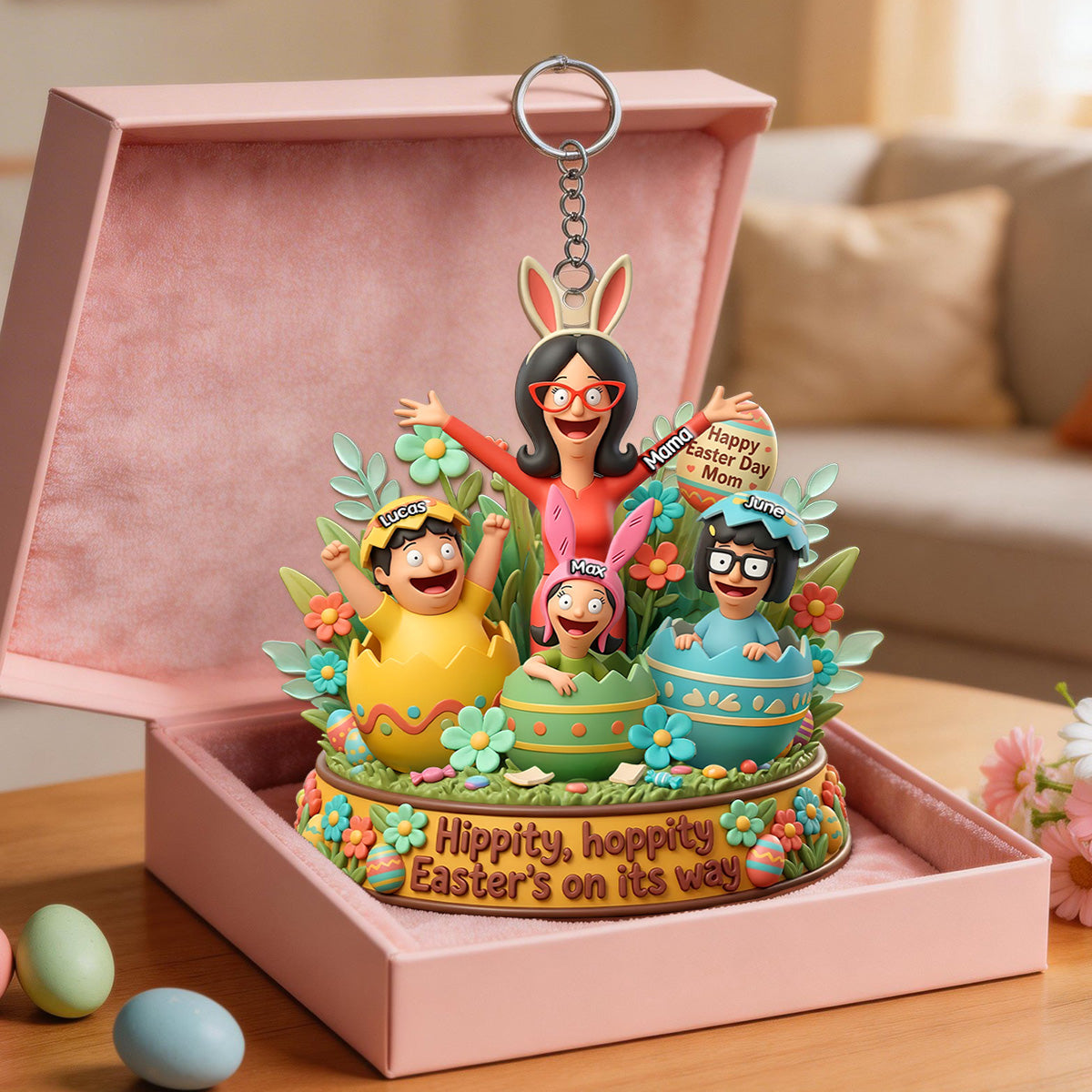 Happy Easter Day Mom Keychain - Personalized Gifts For Mom 05pamg130326