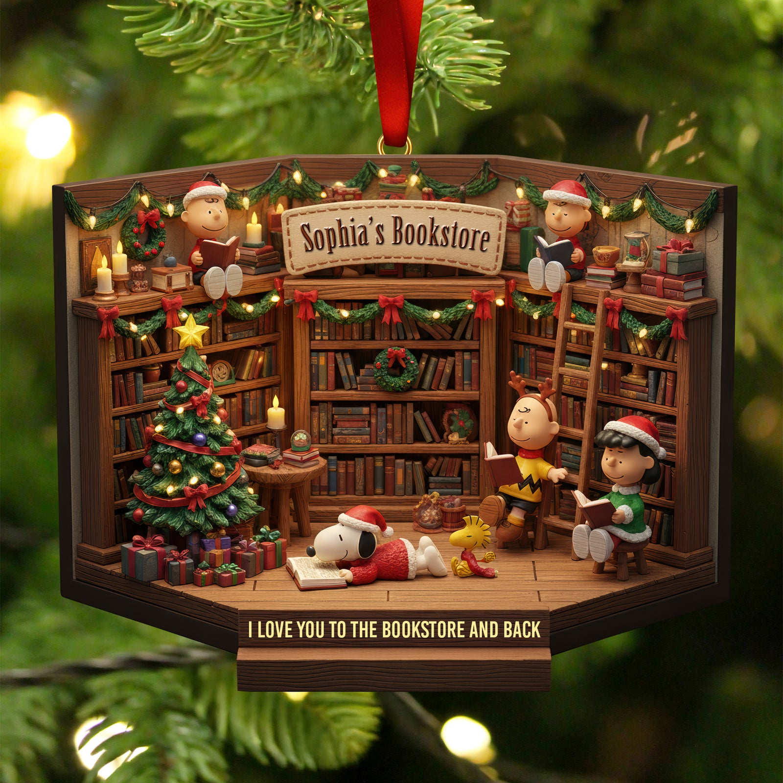 Bookstore Christmas Ornament - Personalized Gifts For Book Lovers 03kiqn301025