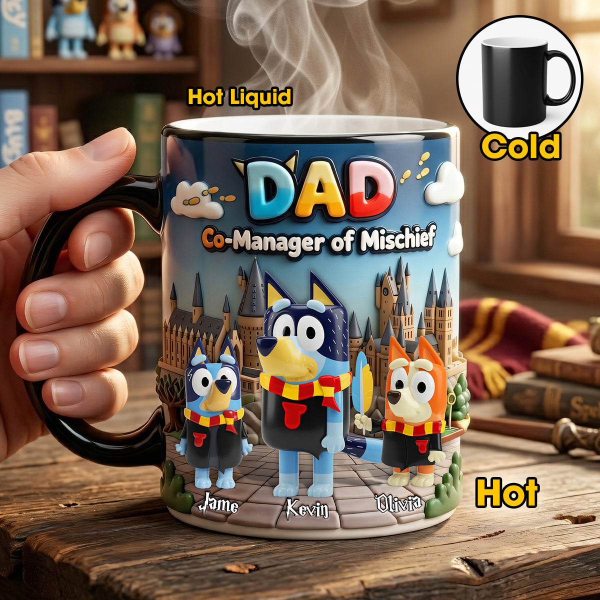 Fantasy Adventure Dad & Kids Heat Changing Mug - Personalized Gift For Dads 04huta250426