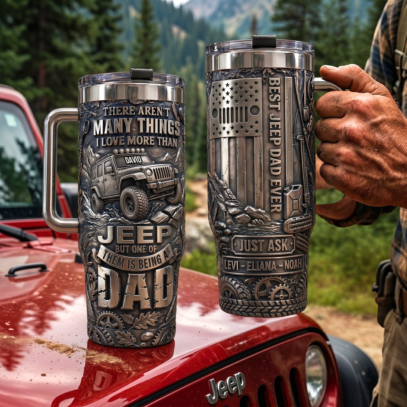 Built Tough Off-road Dad Tumbler With Handle, Personalized Gift For Off-road Loving Dads 04qhqn230526