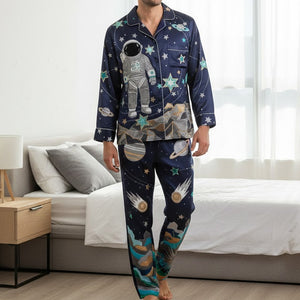 Astronaut Button Up Pajama Set Personalized Gifts For Space Lovers 02patn061225