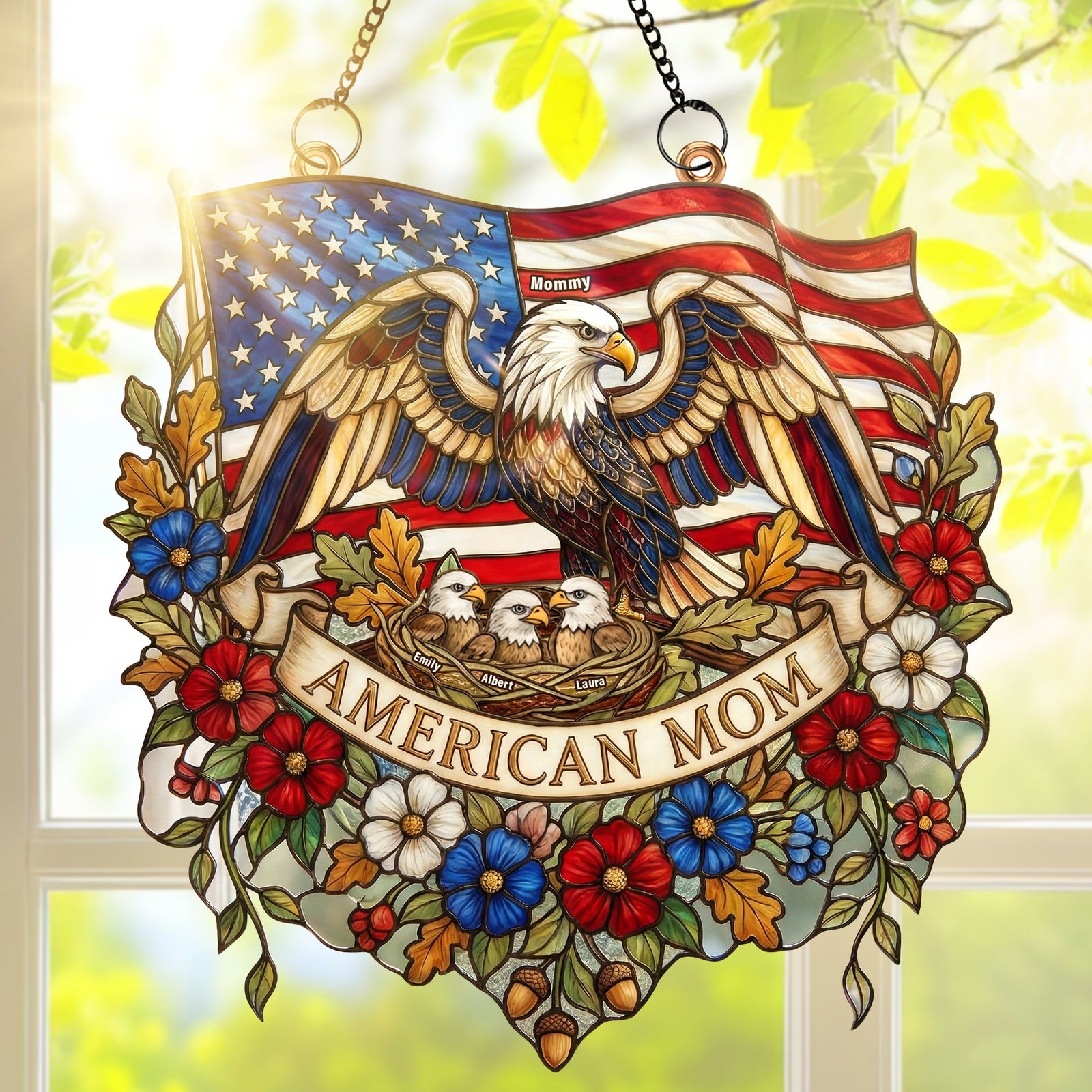 American Eagle Mom Suncatcher Ornament - Personalized Gifts For Mother 01paqn020326